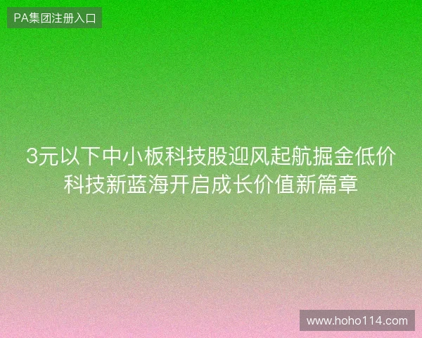 3元以下中小板科技股迎风起航掘金低价科技新蓝海开启成长价值新篇章
